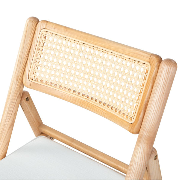 Safavieh Shaylie Upholstered Seat Folding Dining Chair Natural / White SFV4117B-SET2