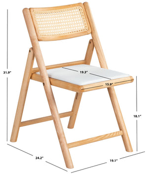 Safavieh Shaylie Upholstered Seat Folding Dining Chair Natural / White SFV4117B-SET2