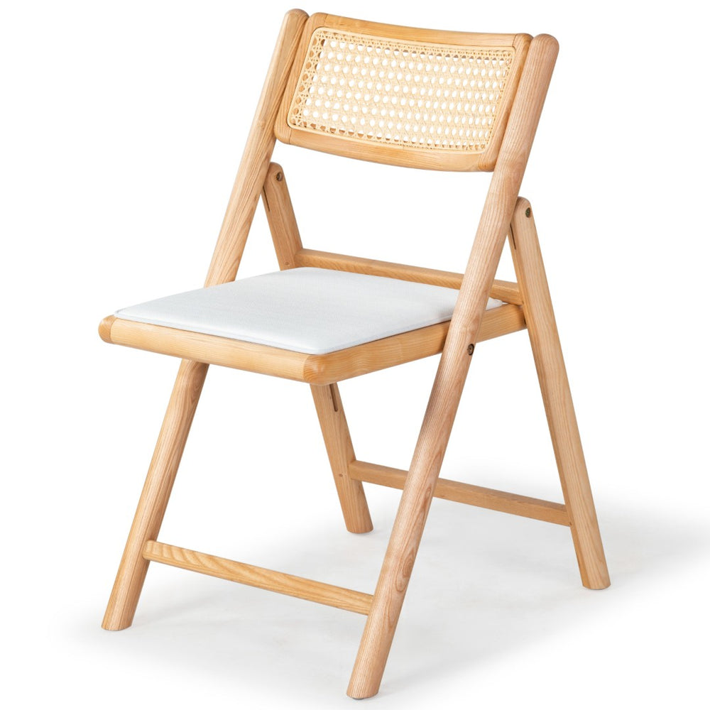 Safavieh SHAYLIE Folding Dining Chair - Natural Ashwood Frame with Upholstered Seat for Modern Spaces SFV4117B-SET2