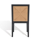 Safavieh Emilio Woven Dining Chair Black / Natural Wood / Woven Paper / Fabric / Foam SFV4123A-SET2