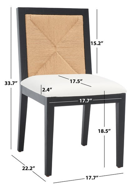 Safavieh Emilio Woven Dining Chair Black / Natural Wood / Woven Paper / Fabric / Foam SFV4123A-SET2