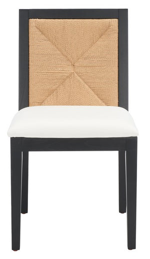 Safavieh Emilio Woven Dining Chair Black / Natural Wood / Woven Paper / Fabric / Foam SFV4123A-SET2