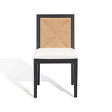 Safavieh Emilio Woven Dining Chair Black / Natural Wood / Woven Paper / Fabric / Foam SFV4123A-SET2