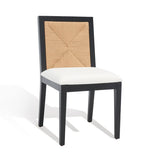 Safavieh Emilio Woven Dining Chair Black / Natural Wood / Woven Paper / Fabric / Foam SFV4123A-SET2