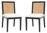 Safavieh Emilio Woven Dining Chair Black / Natural Wood / Woven Paper / Fabric / Foam SFV4123A-SET2