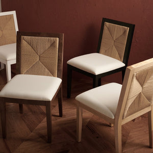 Safavieh EMILIO Woven Dining Chair - Sleek Black Ash Frame with Organic Texture for Modern Dining Spaces Black / Natural SFV4123A-SET2