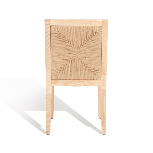 Safavieh EMILIO Woven Dining Chair - Sleek Black Ash Frame with Organic Texture for Modern Dining Spaces Natural SFV4123B-SET2