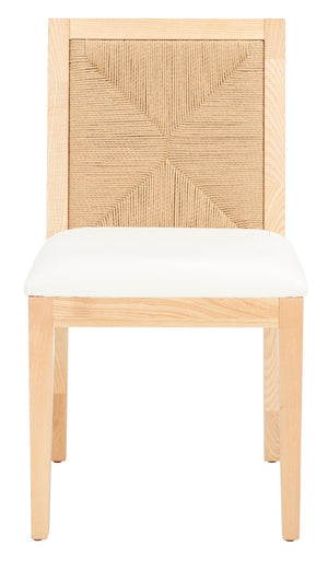 Safavieh EMILIO Woven Dining Chair - Sleek Black Ash Frame with Organic Texture for Modern Dining Spaces Natural SFV4123B-SET2