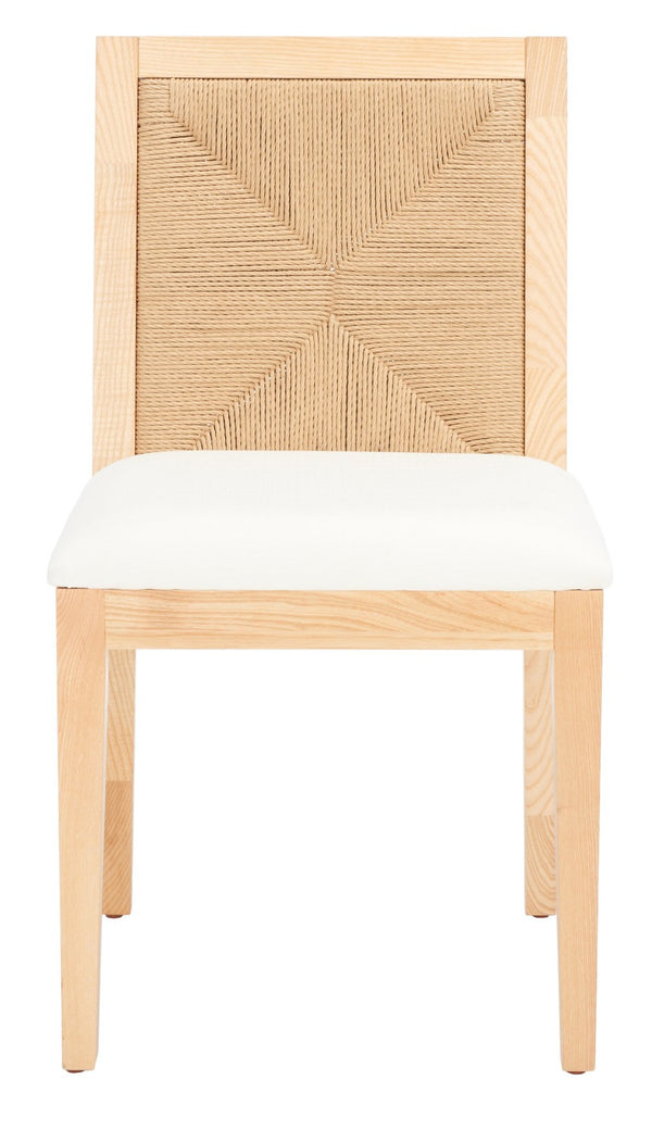 Safavieh EMILIO Woven Dining Chair - Sleek Black Ash Frame with Organic Texture for Modern Dining Spaces Natural SFV4123B-SET2