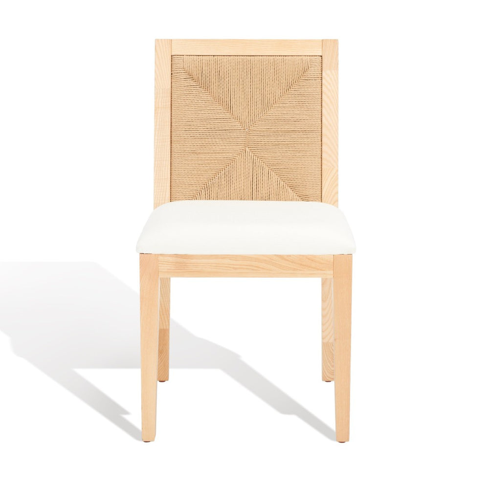 Safavieh EMILIO Woven Dining Chair - Sleek Black Ash Frame with Organic Texture for Modern Dining Spaces Natural SFV4123B-SET2