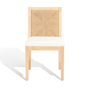 Safavieh EMILIO Woven Dining Chair - Sleek Black Ash Frame with Organic Texture for Modern Dining Spaces Natural SFV4123B-SET2
