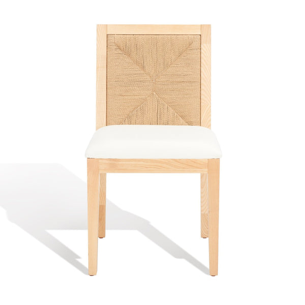 Safavieh EMILIO Woven Dining Chair - Sleek Black Ash Frame with Organic Texture for Modern Dining Spaces Natural SFV4123B-SET2