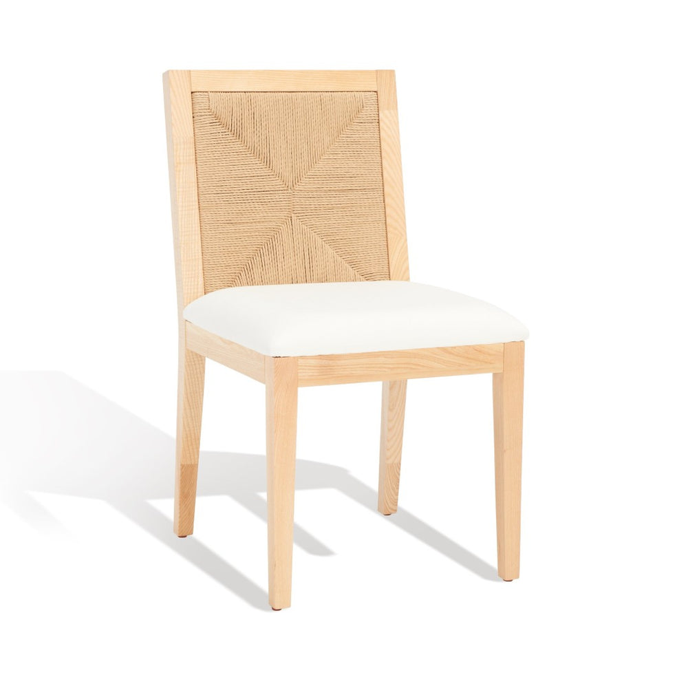 Safavieh EMILIO Woven Dining Chair - Sleek Black Ash Frame with Organic Texture for Modern Dining Spaces Natural SFV4123B-SET2