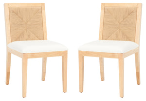 Safavieh EMILIO Woven Dining Chair - Sleek Black Ash Frame with Organic Texture for Modern Dining Spaces Natural SFV4123B-SET2