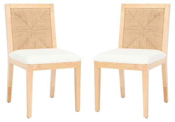 Safavieh EMILIO Woven Dining Chair - Sleek Black Ash Frame with Organic Texture for Modern Dining Spaces Natural SFV4123B-SET2