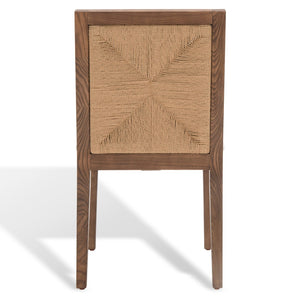 Safavieh EMILIO Woven Dining Chair - Sleek Black Ash Frame with Organic Texture for Modern Dining Spaces Walnut / Natural SFV4123D-SET2