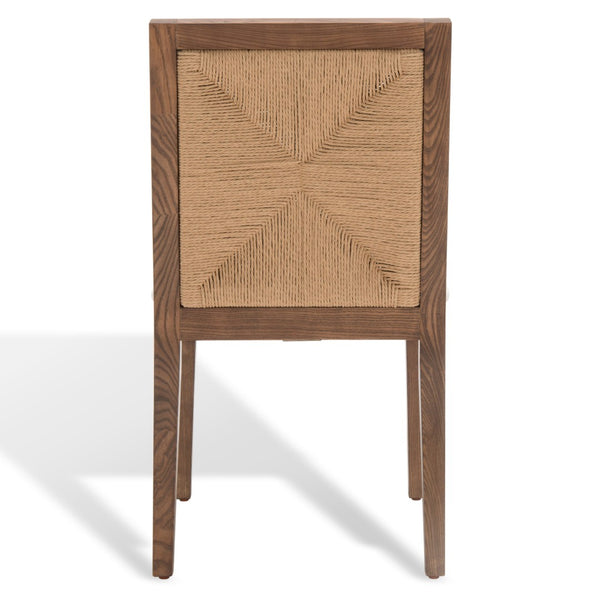 Safavieh EMILIO Woven Dining Chair - Sleek Black Ash Frame with Organic Texture for Modern Dining Spaces Walnut / Natural SFV4123D-SET2