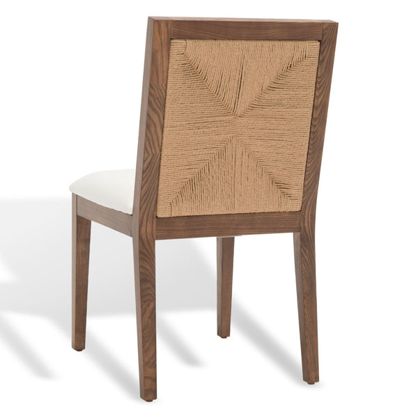 Safavieh EMILIO Woven Dining Chair - Sleek Black Ash Frame with Organic Texture for Modern Dining Spaces Walnut / Natural SFV4123D-SET2