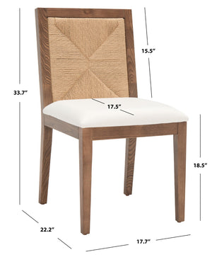 Safavieh EMILIO Woven Dining Chair - Sleek Black Ash Frame with Organic Texture for Modern Dining Spaces Walnut / Natural SFV4123D-SET2