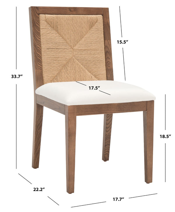 Safavieh EMILIO Woven Dining Chair - Sleek Black Ash Frame with Organic Texture for Modern Dining Spaces Walnut / Natural SFV4123D-SET2