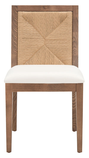 Safavieh EMILIO Woven Dining Chair - Sleek Black Ash Frame with Organic Texture for Modern Dining Spaces Walnut / Natural SFV4123D-SET2