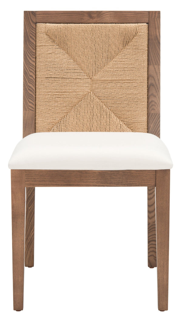 Safavieh EMILIO Woven Dining Chair - Sleek Black Ash Frame with Organic Texture for Modern Dining Spaces Walnut / Natural SFV4123D-SET2