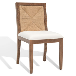 Safavieh EMILIO Woven Dining Chair - Sleek Black Ash Frame with Organic Texture for Modern Dining Spaces Walnut / Natural SFV4123D-SET2