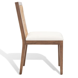 Safavieh EMILIO Woven Dining Chair - Sleek Black Ash Frame with Organic Texture for Modern Dining Spaces Walnut / Natural SFV4123D-SET2