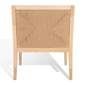 Safavieh EMILIO Woven Accent Chair - Natural Oak with Hand-Woven Paper Cord for Stylish Living Spaces SFV4124B