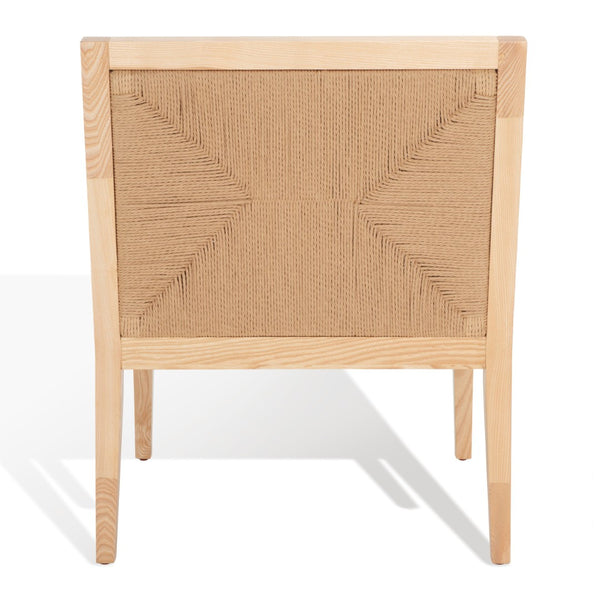 Safavieh EMILIO Woven Accent Chair - Natural Oak with Hand-Woven Paper Cord for Stylish Living Spaces SFV4124B