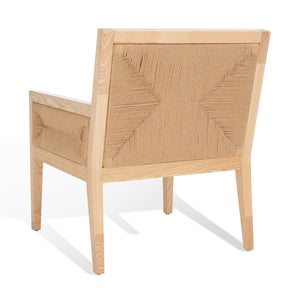 Safavieh EMILIO Woven Accent Chair - Natural Oak with Hand-Woven Paper Cord for Stylish Living Spaces SFV4124B