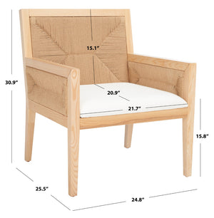 Safavieh EMILIO Woven Accent Chair - Natural Oak with Hand-Woven Paper Cord for Stylish Living Spaces SFV4124B