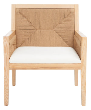 Safavieh EMILIO Woven Accent Chair - Natural Oak with Hand-Woven Paper Cord for Stylish Living Spaces SFV4124B