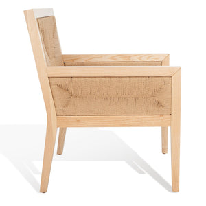 Safavieh EMILIO Woven Accent Chair - Natural Oak with Hand-Woven Paper Cord for Stylish Living Spaces SFV4124B
