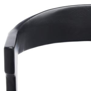 Safavieh BRYLIE Dining Chair - Elegant Barrel-Back Design with Padded Leather Seat and Solid Ash Frame Black SFV4126A-SET2