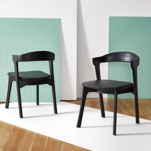 Safavieh BRYLIE Dining Chair - Elegant Barrel-Back Design with Padded Leather Seat and Solid Ash Frame Black SFV4126A-SET2