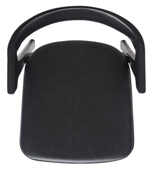 Safavieh BRYLIE Dining Chair - Elegant Barrel-Back Design with Padded Leather Seat and Solid Ash Frame Black SFV4126A-SET2