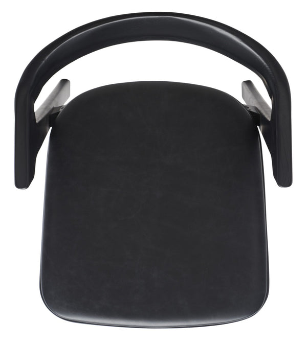 Safavieh BRYLIE Dining Chair - Elegant Barrel-Back Design with Padded Leather Seat and Solid Ash Frame Black SFV4126A-SET2
