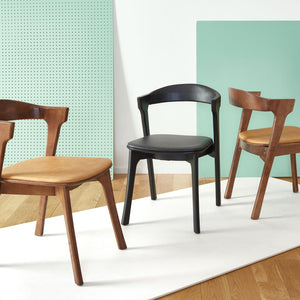 Safavieh BRYLIE Dining Chair - Elegant Barrel-Back Design with Padded Leather Seat and Solid Ash Frame Black SFV4126A-SET2