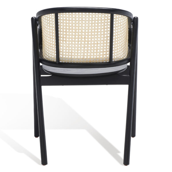 Safavieh EMMY RATTAN BACK DINING CHAIR - Modern Comfort with Curved Design and Sturdy Ash Wood Legs Black / Natural SFV4128A