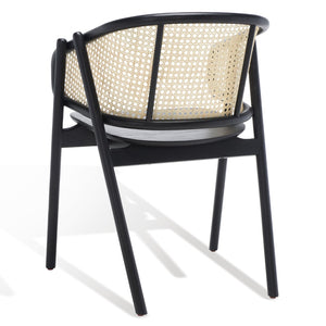 Safavieh EMMY RATTAN BACK DINING CHAIR - Modern Comfort with Curved Design and Sturdy Ash Wood Legs Black / Natural SFV4128A