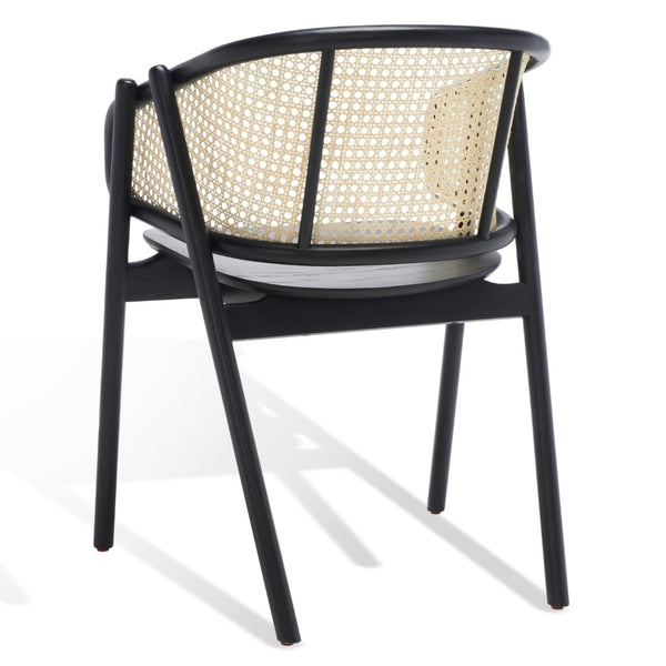 Safavieh EMMY RATTAN BACK DINING CHAIR - Modern Comfort with Curved Design and Sturdy Ash Wood Legs Black / Natural SFV4128A