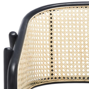 Safavieh EMMY RATTAN BACK DINING CHAIR - Modern Comfort with Curved Design and Sturdy Ash Wood Legs Black / Natural SFV4128A