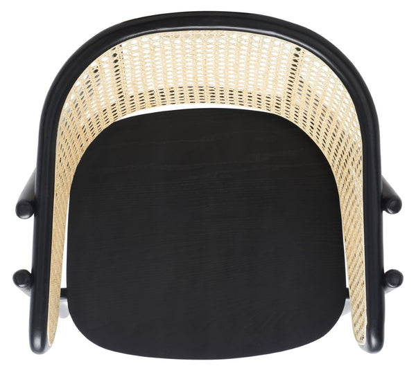 Safavieh EMMY RATTAN BACK DINING CHAIR - Modern Comfort with Curved Design and Sturdy Ash Wood Legs Black / Natural SFV4128A