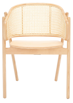 Safavieh Emmy Rattan Back Dining Chair - Cozy Natural Design With Solid Ash Wood Legs For Elegant Dining Spaces Natural Wood ,Rattan Sfv4128b