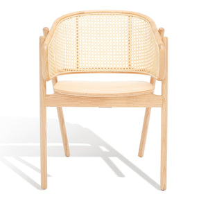 Safavieh Emmy Rattan Back Dining Chair - Cozy Natural Design With Solid Ash Wood Legs For Elegant Dining Spaces Natural Wood ,Rattan Sfv4128b