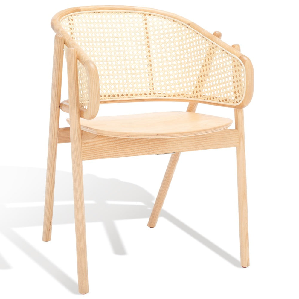 Safavieh EMMY RATTAN BACK DINING CHAIR - Modern Comfort with Curved Design and Sturdy Ash Wood Legs Natural SFV4128B