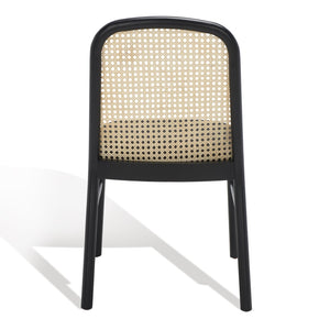 Safavieh ANNMARIE RATTAN BACK DINING CHAIR - Timeless Design with Solid Ash Frame for Effortless Style & Comfort Black / Natural SFV4129A-SET2