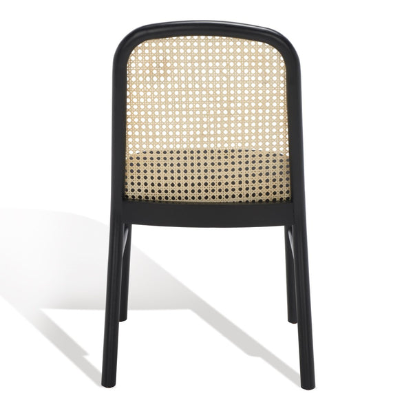 Safavieh ANNMARIE RATTAN BACK DINING CHAIR - Timeless Design with Solid Ash Frame for Effortless Style & Comfort Black / Natural SFV4129A-SET2