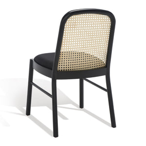 Safavieh ANNMARIE RATTAN BACK DINING CHAIR - Timeless Design with Solid Ash Frame for Effortless Style & Comfort Black / Natural SFV4129A-SET2